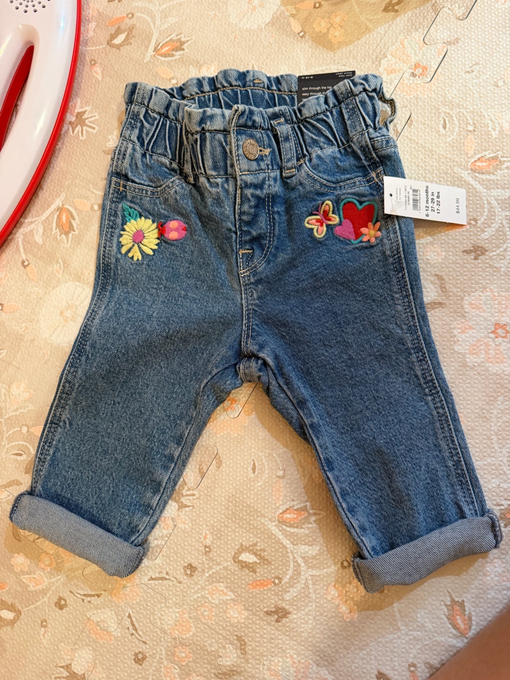 GAP baby 6-12 month NWT Denim Jeans with Colorful Embroidered